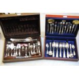 Modern cased silver plated canteen of cutlery by Viners together with a quantity of other