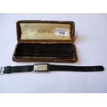 Gentleman's Vertex rectangular dual dial wristwatch, circa 1940, in presentation case Some
