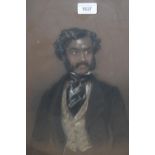 19th Century charcoal heightened in white, half length portrait of a gentleman, 15ins x 12ins,