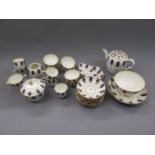 18th / 19th Century Salopian tea / coffee service comprising: 6in slops bowl, 8in dish, similar