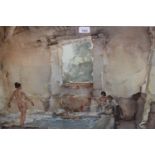 Sir William Russell Flint, signed coloured print ' Lavoir Labastide ', 18.75ins x 26.25ins, a