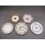 Five various 19th Century English earthenware plates by Worcester, Spode, Copeland and Minton