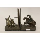 Richard W. Lange, pair of Art Deco brown patinated bronze figures in the form of Don Quixote and