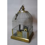 Brass wirework bird cage, 20.5ins x 12.5ins