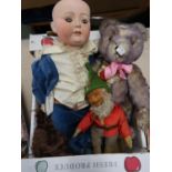 German P & S bisque headed doll with blue velvet suit (at fault) together with a figure of a