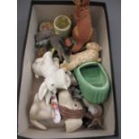 Small box containing a quantity of various figures of animals including a Beswick Scotts terrier