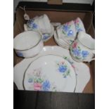 Quantity of Royal Albert Friendship Sweet Pea series teaware, seventeen pieces in total