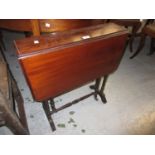 Edwardian mahogany sutherland table on turned end supports, 25.5ins high x 24ins wide x 7ins deep,