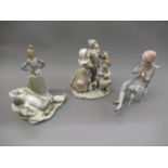 Lladro group of a boy and a girl with their dog, 10ins high together with a Lladro figure of a