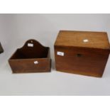 Victorian mahogany stationery box together with a small Victorian mahogany wall rack