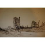 Fred Farrell signed etching, First World War scene. ' Ypres 1917 ', 15ins x 20ins including full