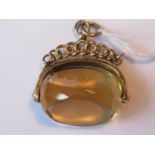 Large Victorian gold mounted citrine swivel pendant fob, 22.5g, the citrine approximately 9mm wide