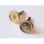 Pair of Tiffany & Company 14ct yellow gold button design cufflinks, 15.8g, 19mm diameter Some