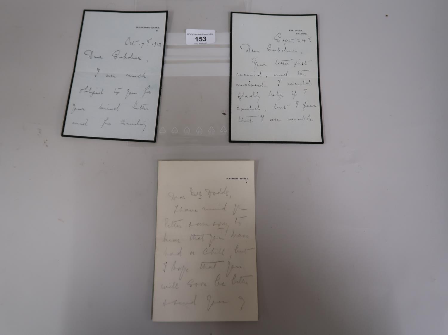 Three autographed signed letters from Louise, Princess Royal 1867 - 1931, one dated October 17th