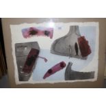 J. Copnall signed ink and watercolour, abstract still life, 12ins x 16.5ins
