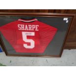 Lee Sharpe, signed Manchester United football shirt, framed