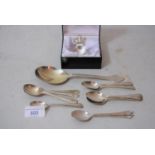 Modern silver caddy spoon, Sheffield silver spoon in antique style and a quantity of miscellaneous