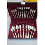 Silver plated and stainless steel six place setting canteen of cutlery in Lady Katherine pattern