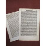 Two 16th Century printed leaves by Wynkyn de Worde and Robert Caly referring to unlawful