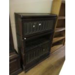 Globe Wernicke oak three section bookcase with leaded glass doors