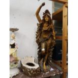 Large Goldscheider figure of a young female on stand (for restoration, with some losses), 31ins high