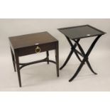 Porta Romana side table with single drawer, 23.5ins wide, together with a similar tray top