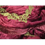 Large vintage velvet bedcover, approximately 9ft square Various areas of fading as shown in photos