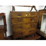 Small 19th Century stained pine and mahogany straight front chest with a flush top above four