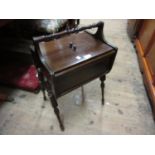 Mid 20th Century mahogany work box with double hinged cover