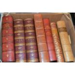 Seven leather bound volumes, includes ' The Joyful Delaneys ' by Hugh Walpole, a signed Limited
