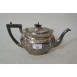 Sheffield silver teapot of oval lobed design in 18th Century style, 22oz