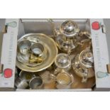 Silver plated tea and coffee service, together with a quantity of other plated items