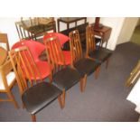 Set of four mid 20th Century Danish teak Eva pattern dining chairs by Koefoeds Hornslet, with