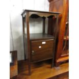 19th Century mahogany beside cabinet with alcove above two panel doors, together with stained