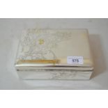 Large good quality rectangular Japanese silver and gold inlaid two division cigarette box with