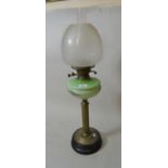 Victorian brass and opaque glass oil lamp