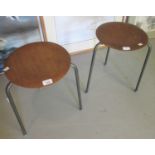 Pair of mid 20th Century industrial stools by Frederik Restall Ltd, 17.75ins high Some wear from