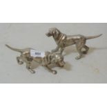 Pair of silver plated figures of gun dogs