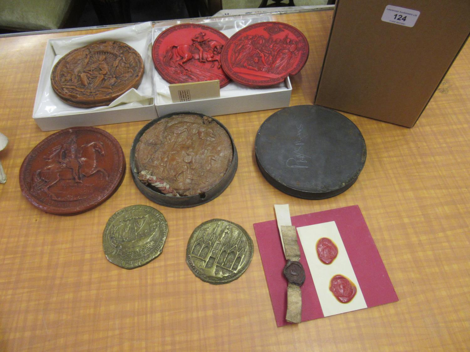 Early wax seal for the Physicians Charter together with other facsimile seals