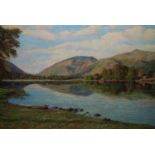 J. C. Greenhalgh signed oil on board, entitled verso ' Grasmere Lake Helvelyn ',