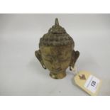 Gilded bronze Buddha head, 5ins high