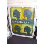 Bob Osborne (Defy), mixed media Bob Dylan study, ' Lay Lady Lay ', 33ins x 25ins, framed