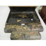 Remnants from a 19th Century Chinese black lacquered rectangular box