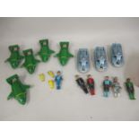 Small box containing a quantity of various Captain Scarlet figures, thunderbird 2/4,diecast vehicles