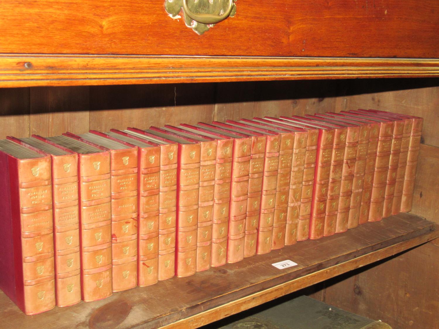 Set of twenty four part leather bound volumes, ' The Waverley Novels '