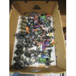 Large quantity of various diecast metal model figures, unboxed including Marvel and Lord of the