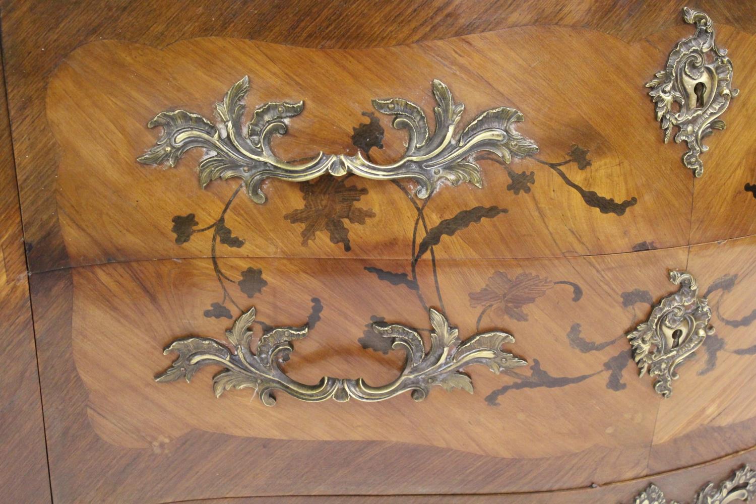 Late 19th / early 20th Century French Kingwood floral marquetry inlaid and ormolu mounted bombe - Image 3 of 7