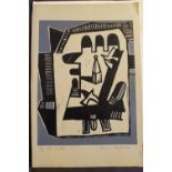 S. Horne Shepherd signed linocut print ' The Castle ', together with three signed lithographs by