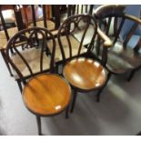 Pair of Bentwood cafe chairs, No. 16 by Thonet with iris and waterlily decorations, circa 1950