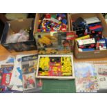 Three boxes containing a quantity of various 1970's and 80's loose Lego sets, including various